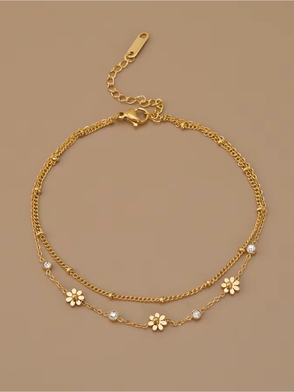 Gold Flower Layered Chain anklets - Women Jewelry